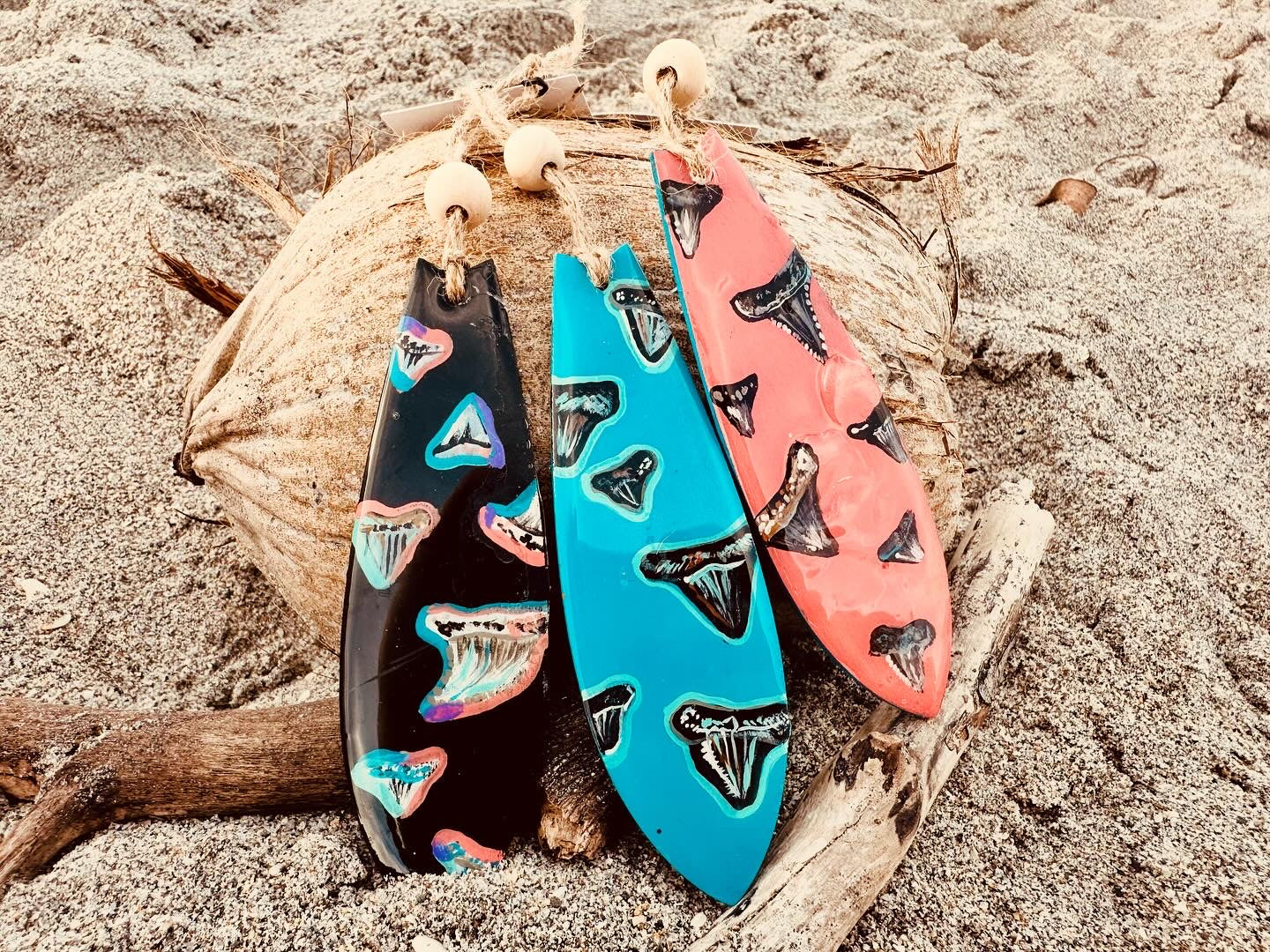 Teal Rad Shark Teeth Ornament