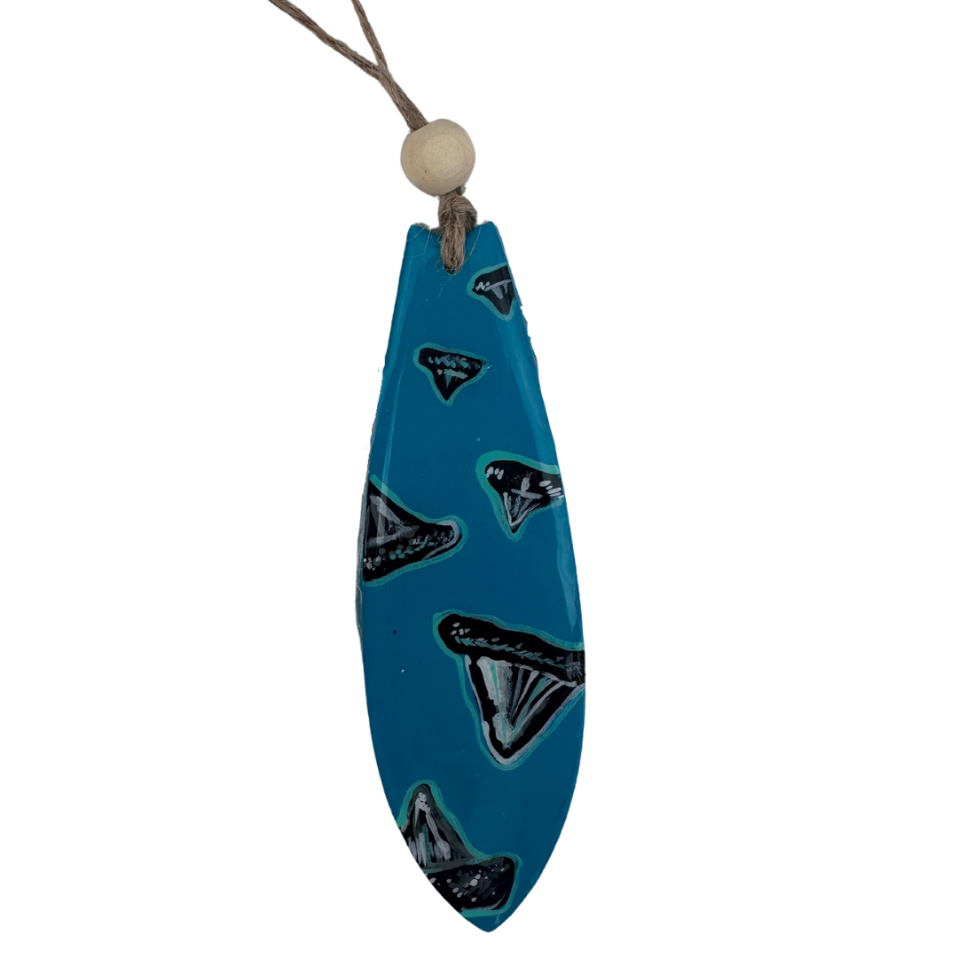 Teal Rad Shark Teeth Ornament