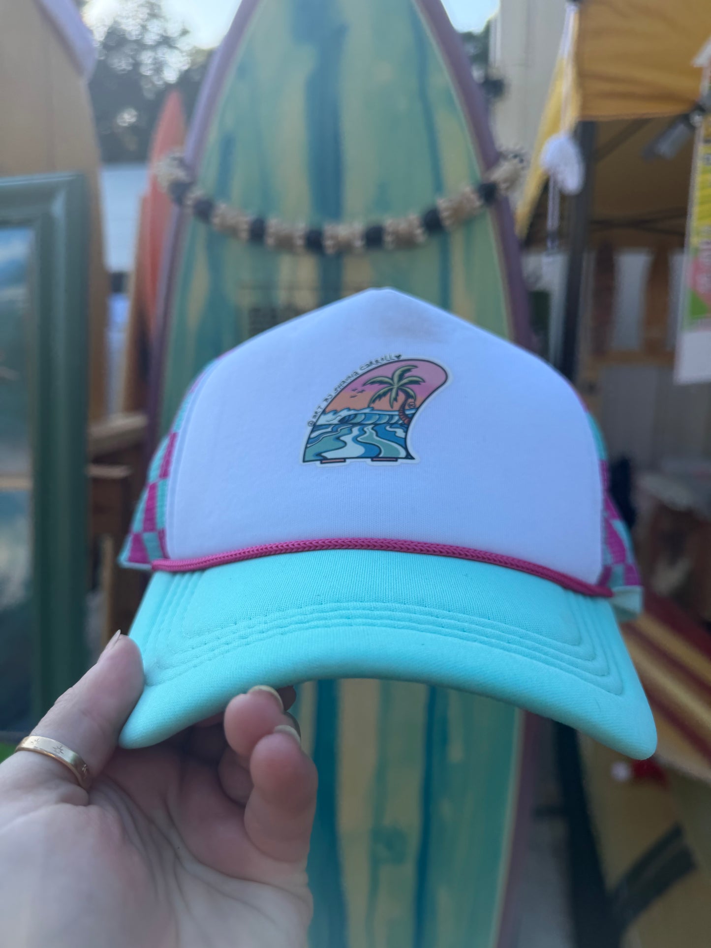 Surf Fin Checkered Trucker Hat